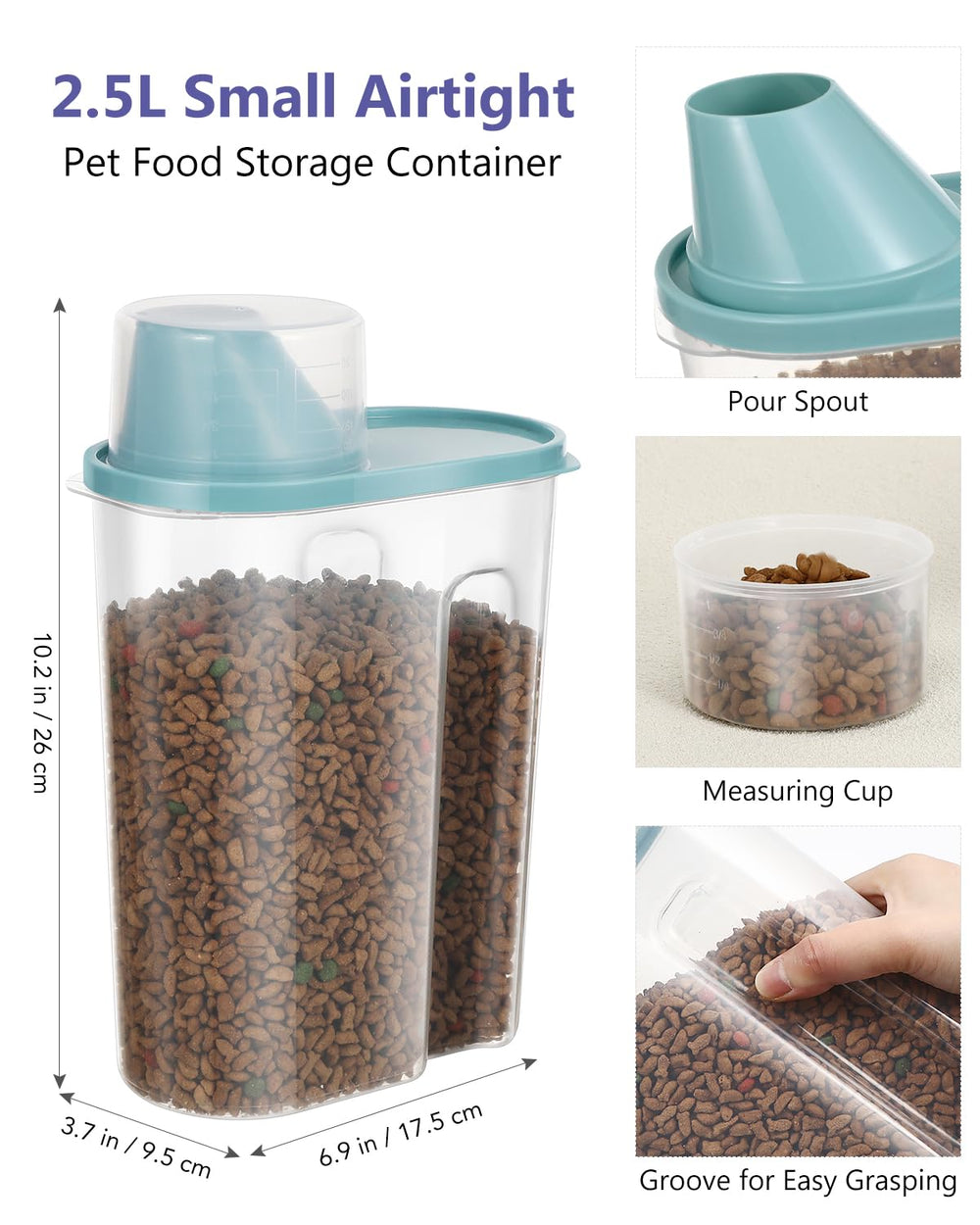 ANVS 20lb capacity pet-food container demonstrates large dry kibble storage