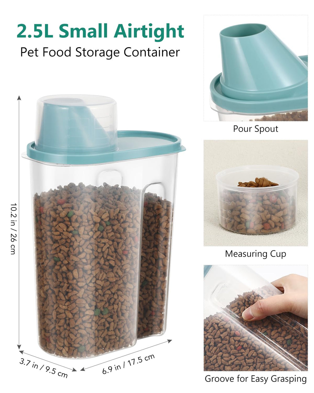 ANVS green-colored storage blends with kitchen while keeping dry food fresh.