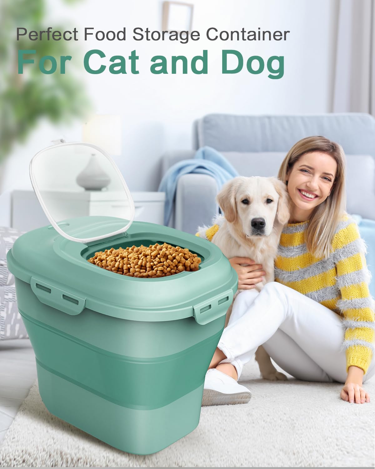 ANVS pet food container showing airtight seals for kibble protection.