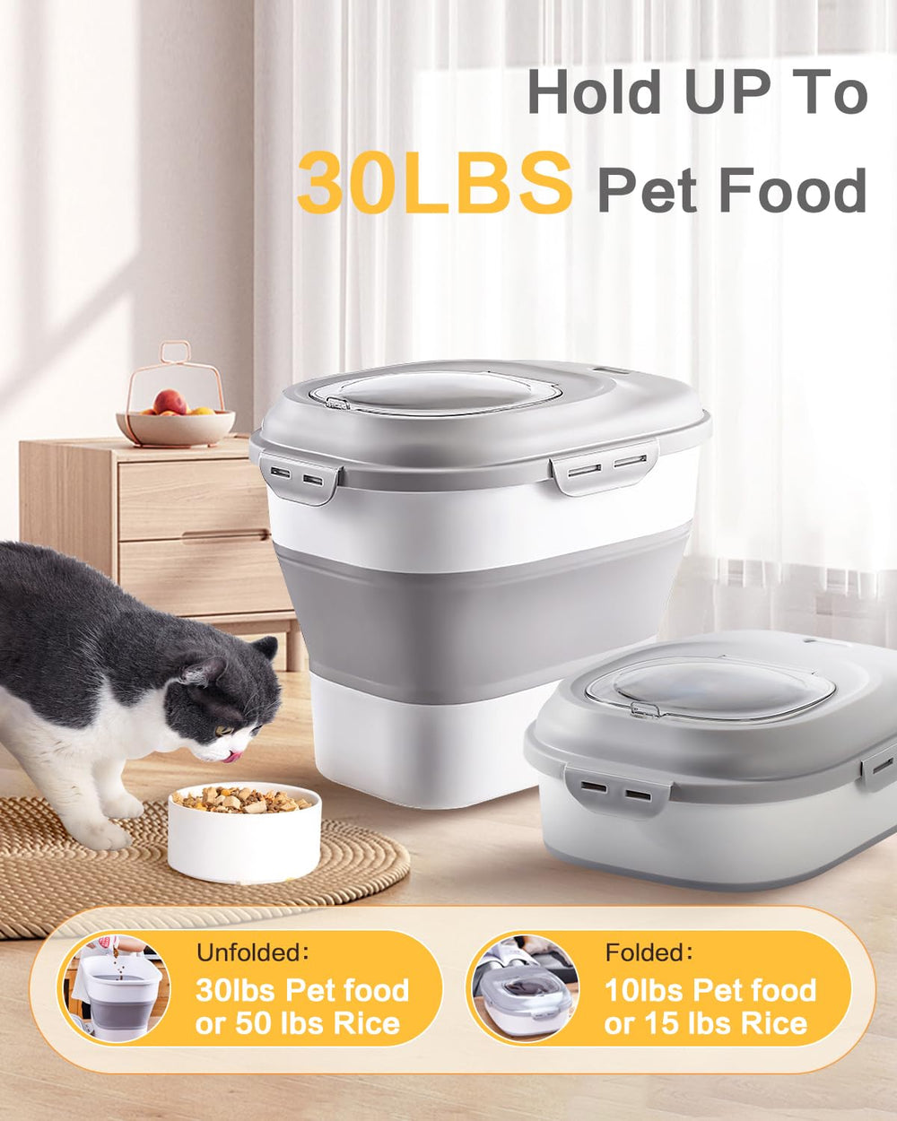 ANVS pet-food-storage-container-dry-food keeps meals organized and accessible.
