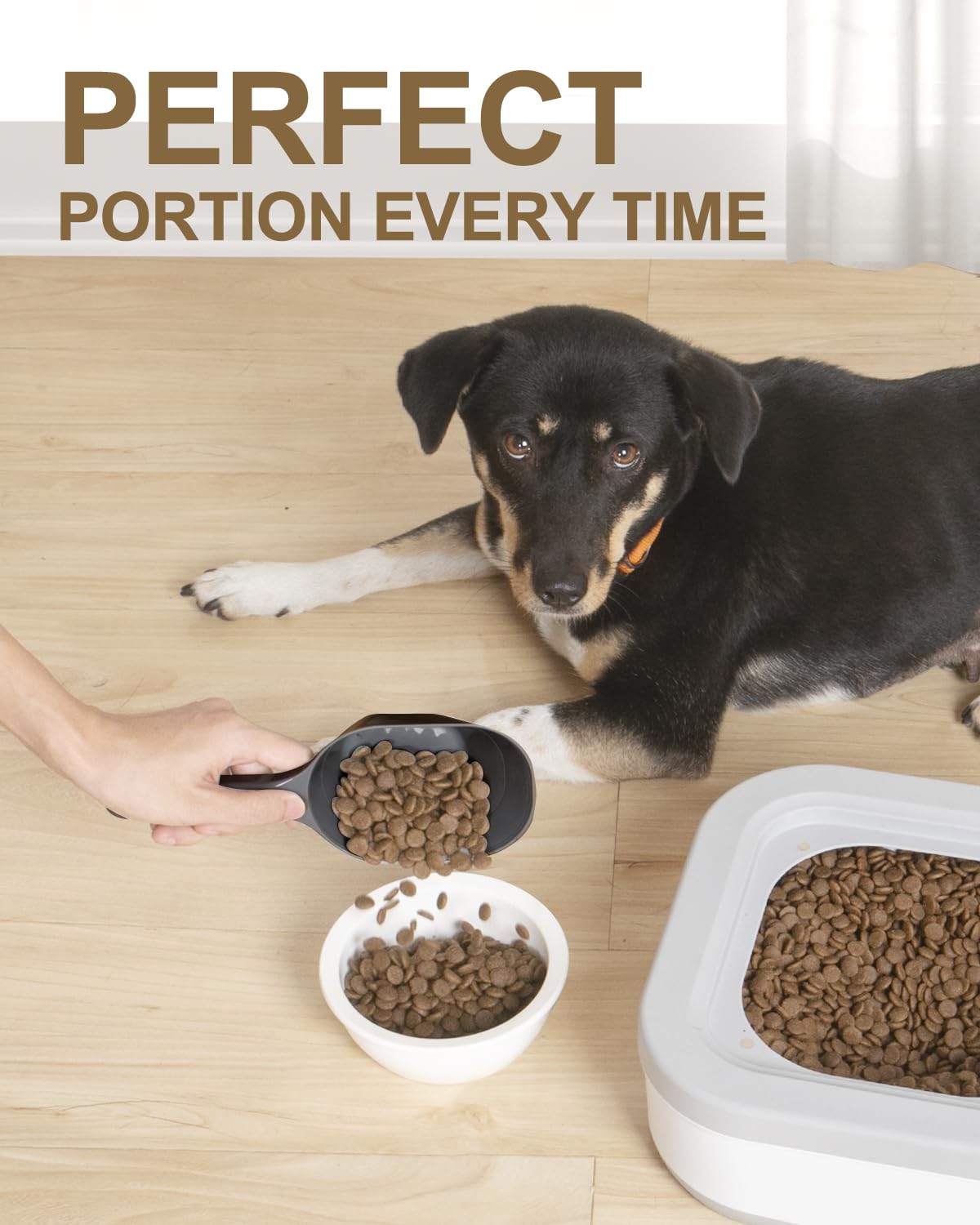 ANVS pet scoop grey with 1/2 cup lines for quick measuring
