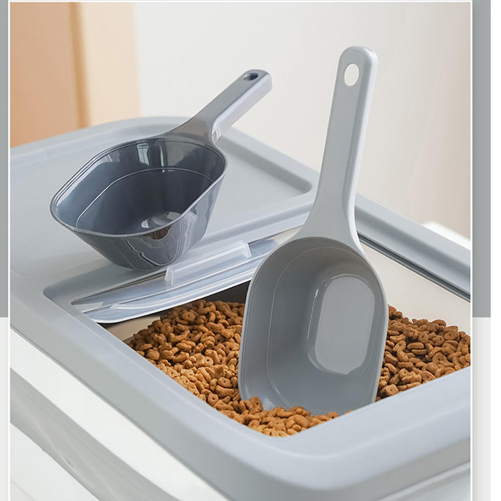 ANVS pet scoop shown for flour, rice, and seeds as versatile tool