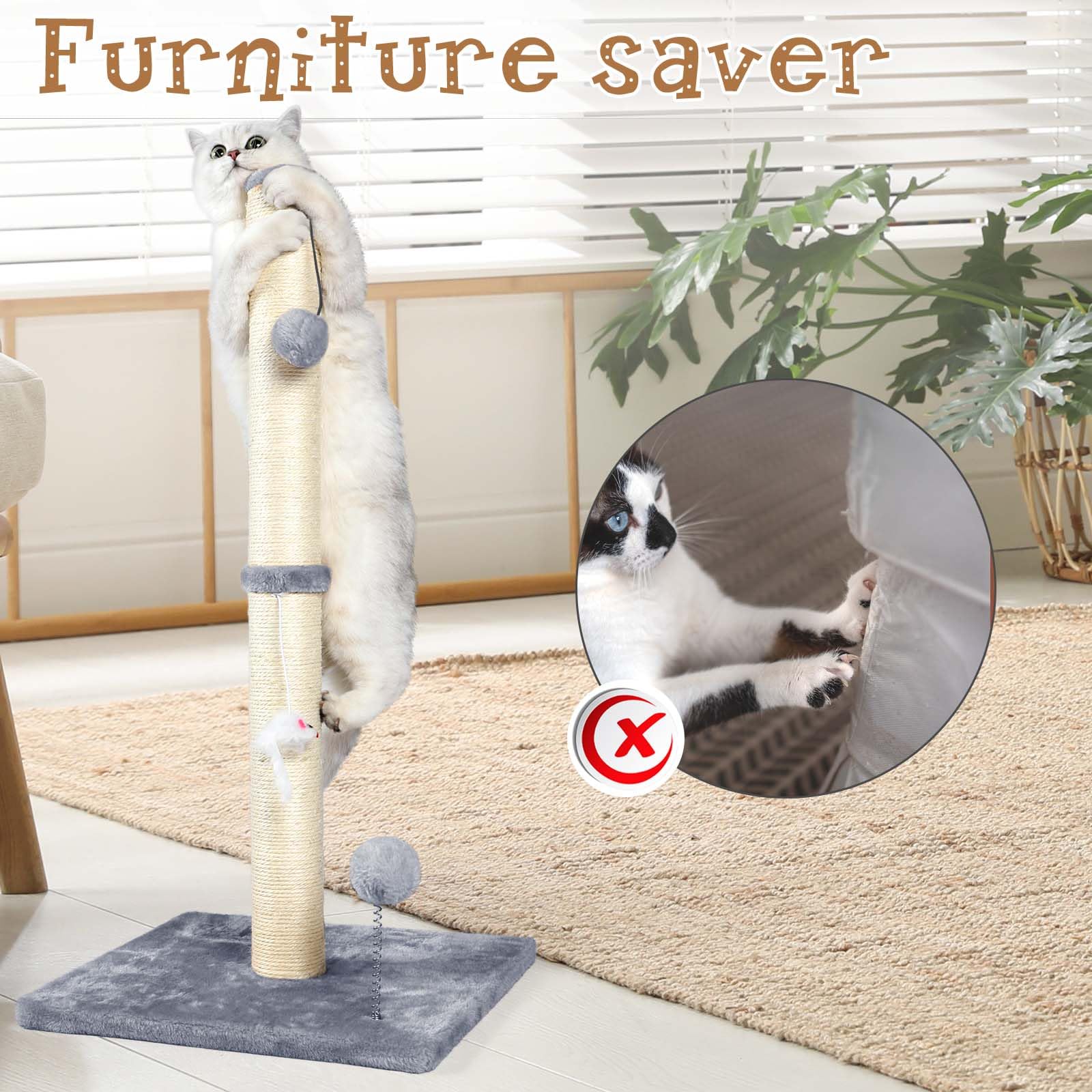 ANWA 32-inch tall cat scratching post assembly is quick with included Allen key.