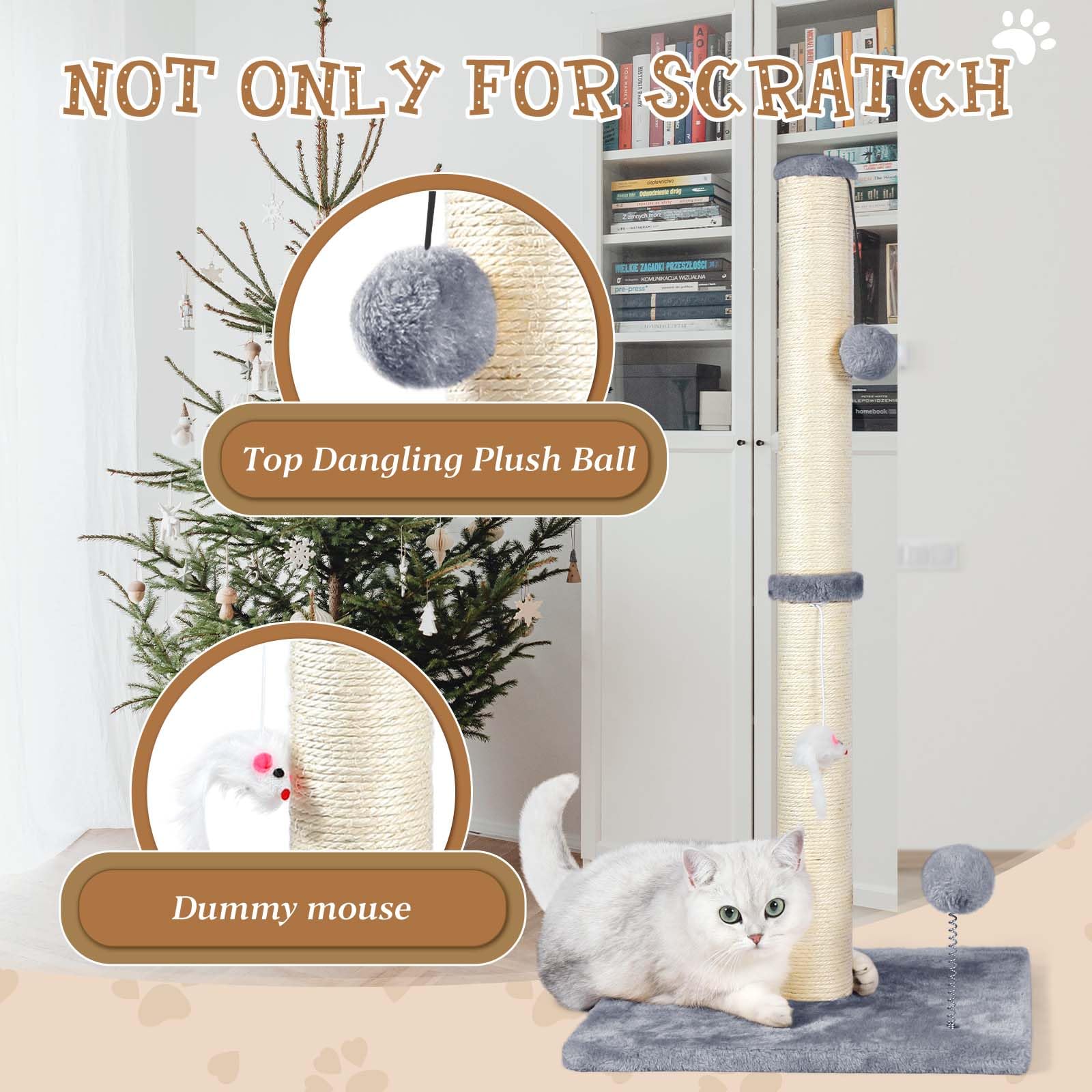 ANWA 32-inch tall cat scratching post sisal surface supports healthy claws and stretches.
