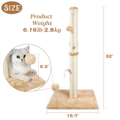 ANWA 32-inch scratching post plush top enhances playful ascent and safe resting after play.