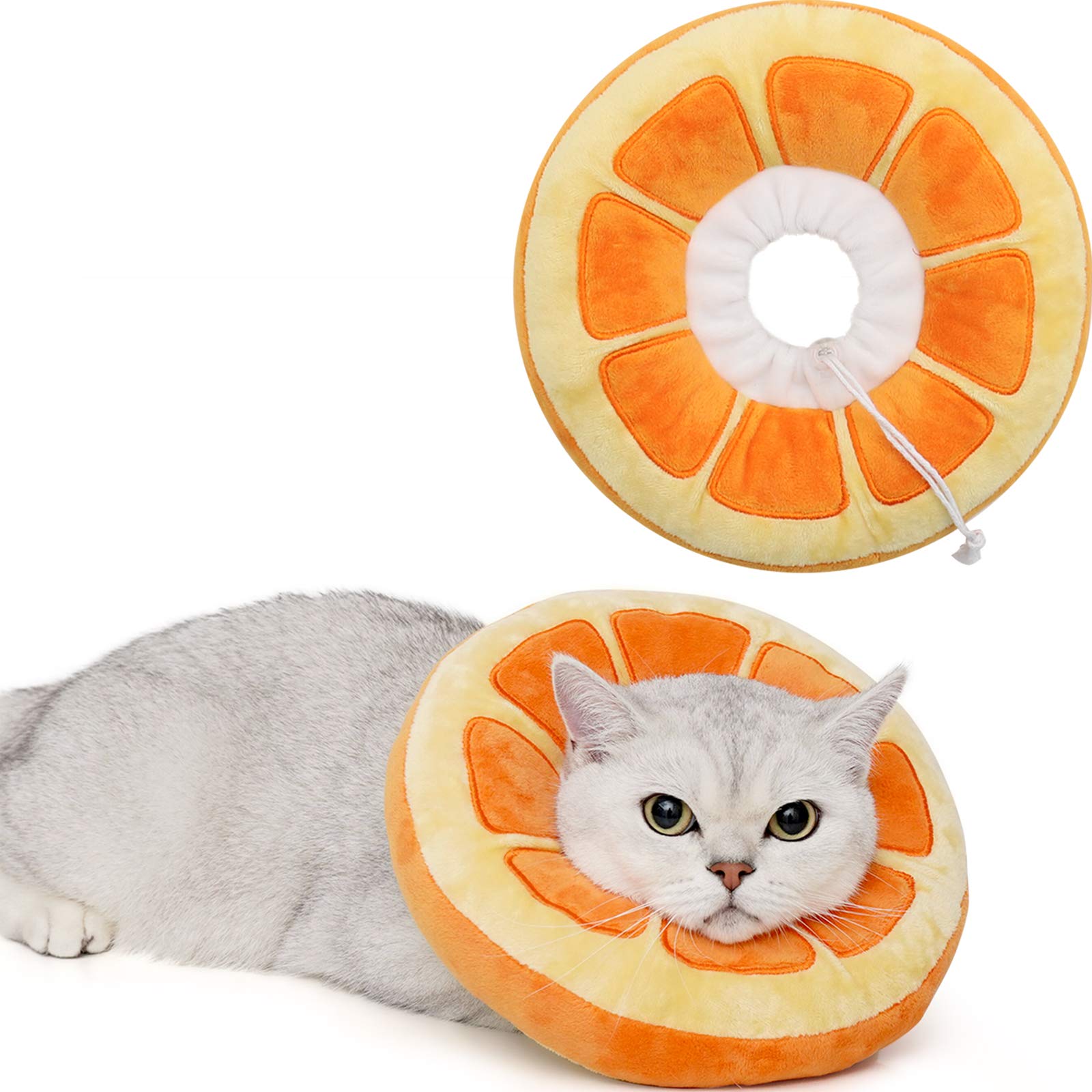 ANWA cat cone collar soft fabric closeup promoting gentle recovery comfort