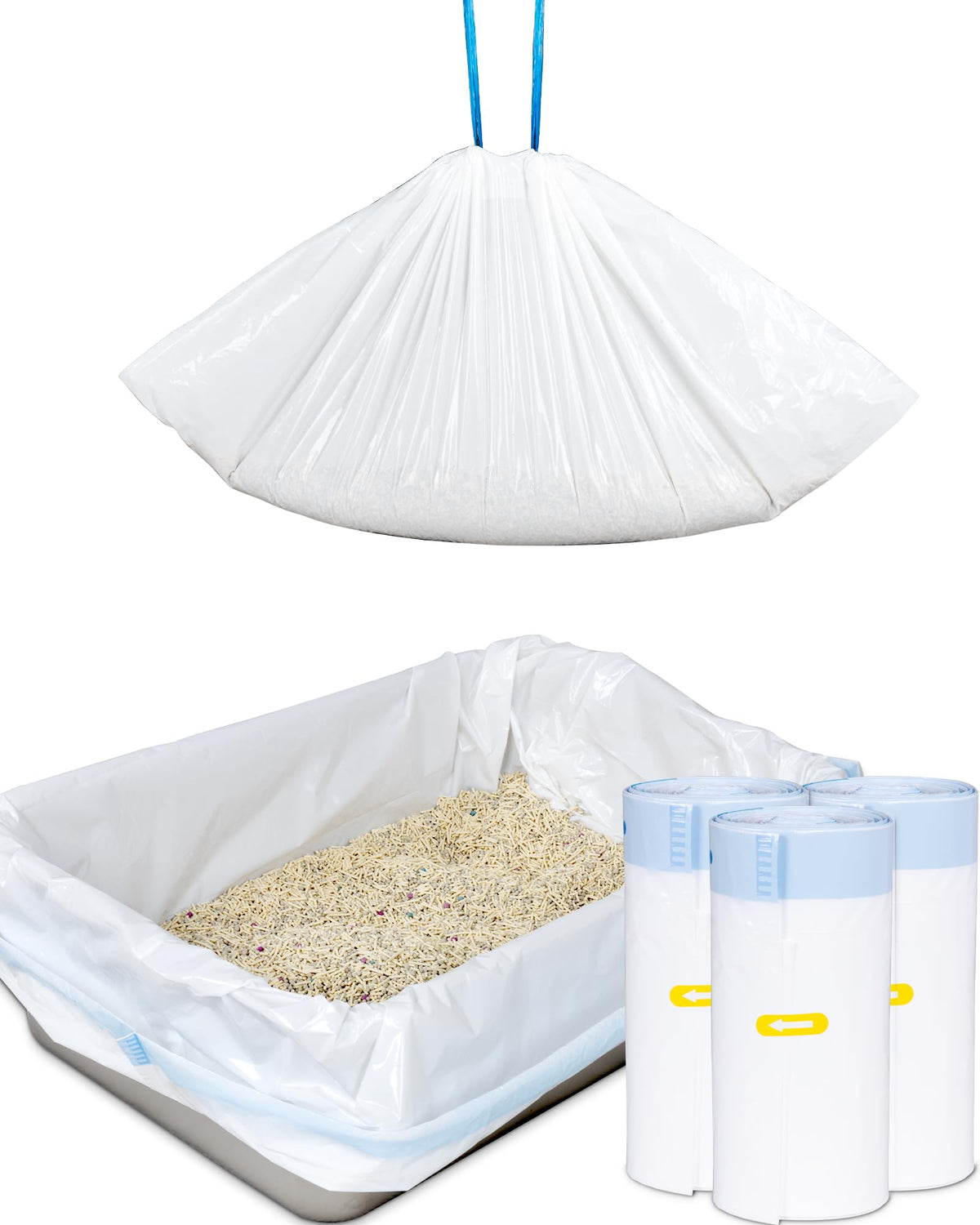 ANWA cat litter box liner pack 30 count keeps waste contained for easy cleanup.