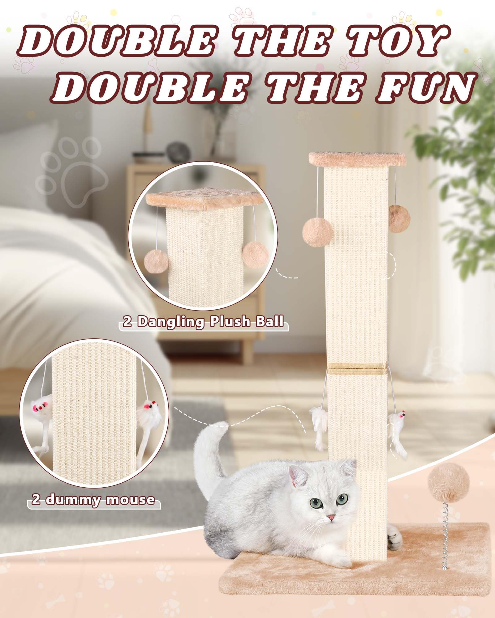 ANWA large cat scratching post top platform offers high vantage for surveying space.