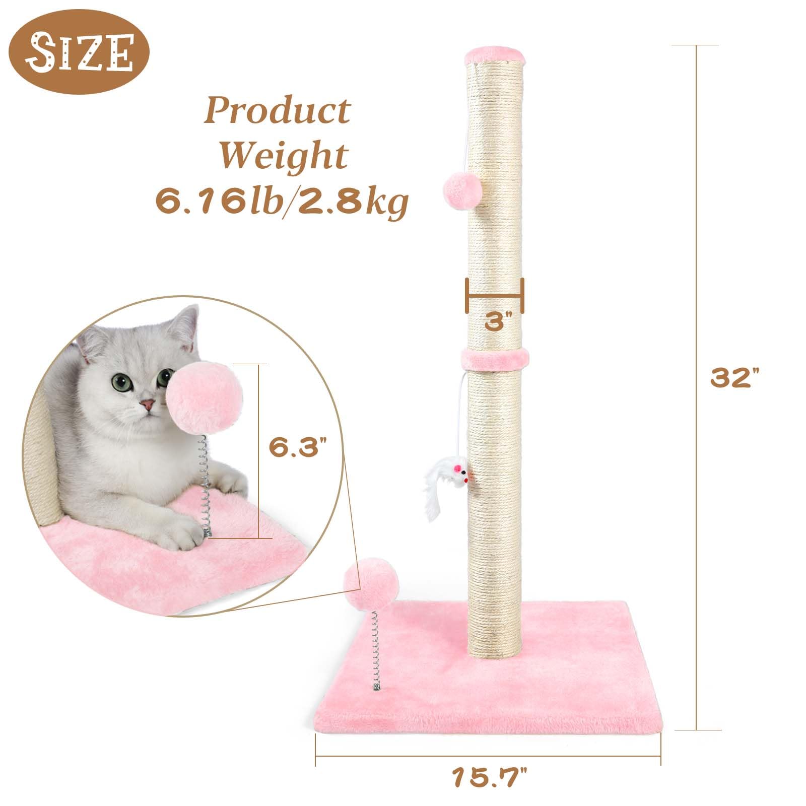 ANWA cat scratching post top plush ball for interactive play and stress relief.