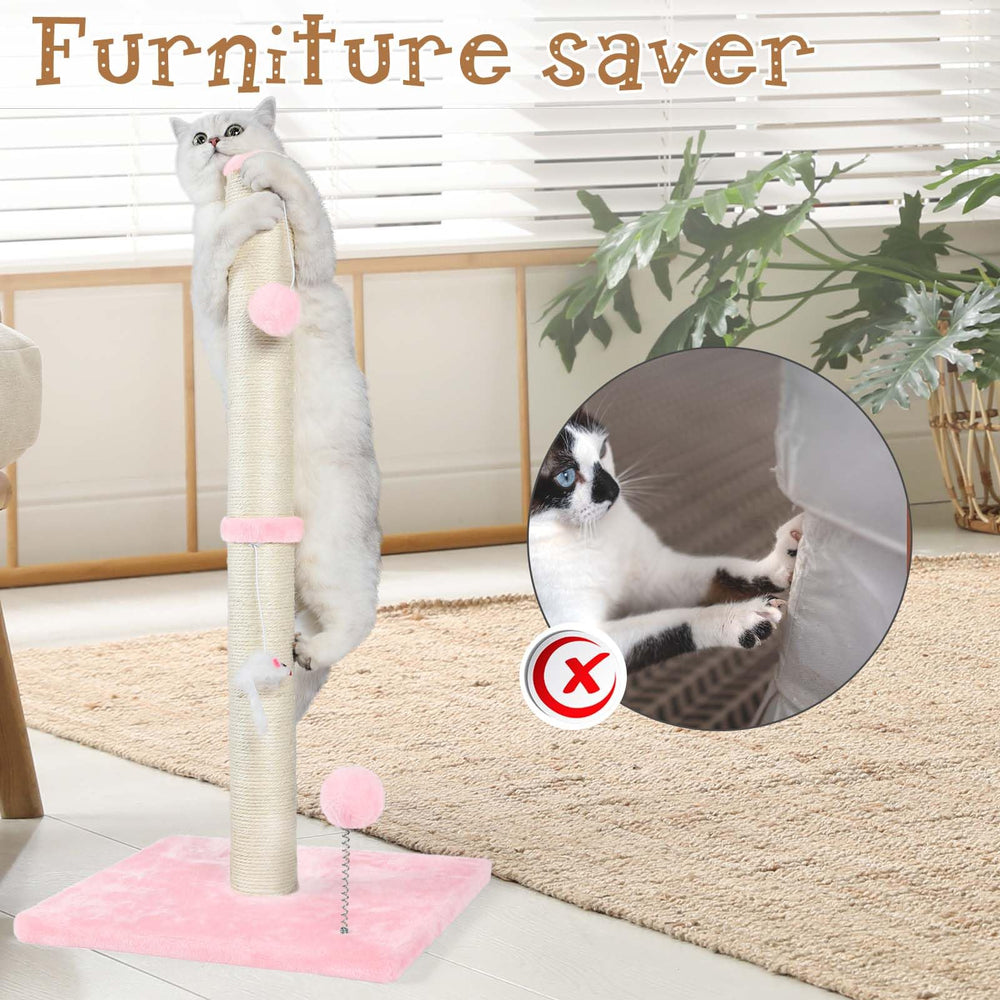 ANWA pink indoor cat scratching post protects furniture while blending with home decor.