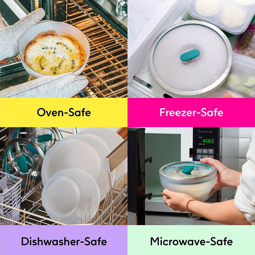 Anyday freezer-safe glass container preserves leftovers with non-plastic storage