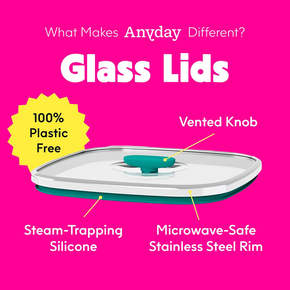 Anyday plastic-free glass cookware ideal for microwave reheating without plastics