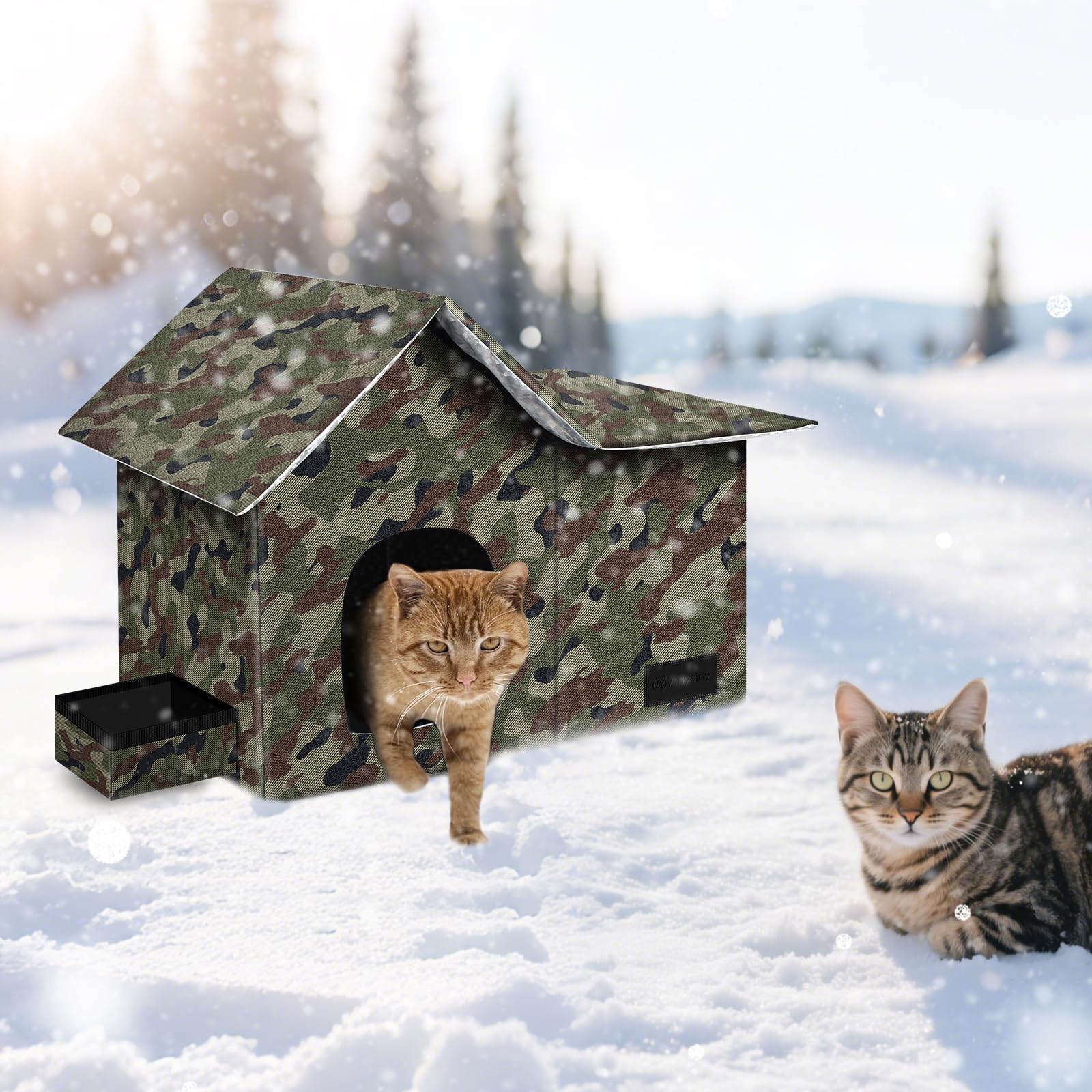 Anysiny camouflage cat house blends effortlessly with outdoor garden spaces