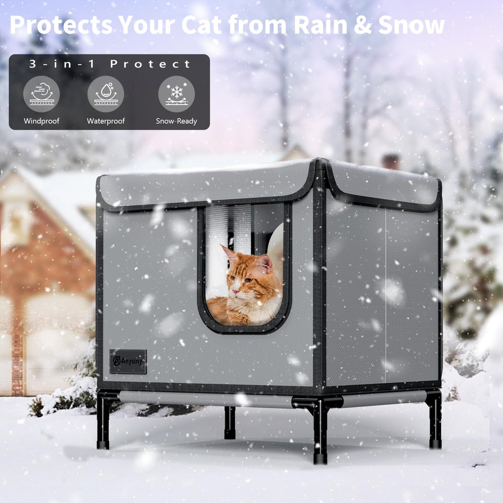 Anysiny cat house insulation closeup showing aluminum foil warmth for harsh winters.