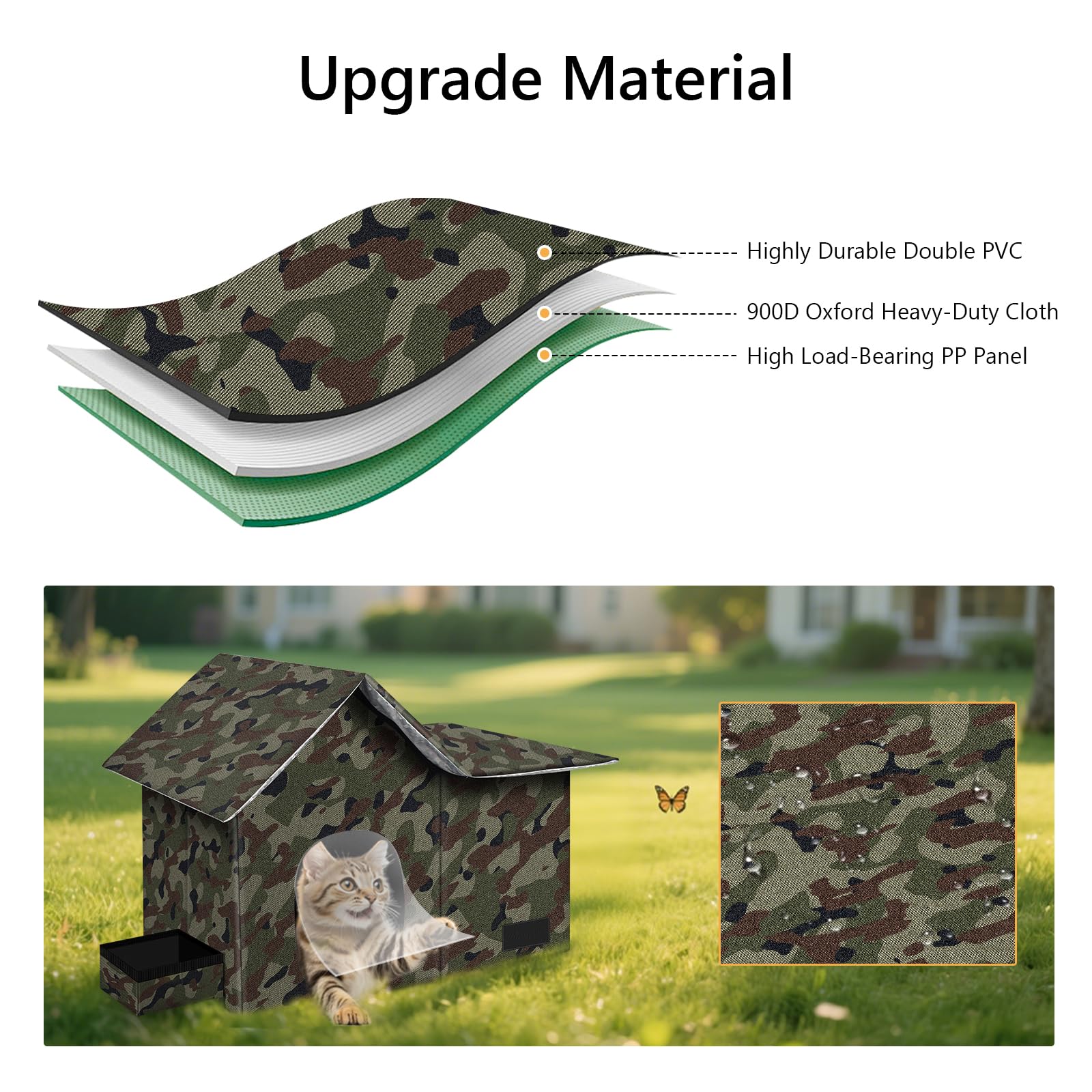 Anysiny cat shelter with removable mat and bowl for easy daily use