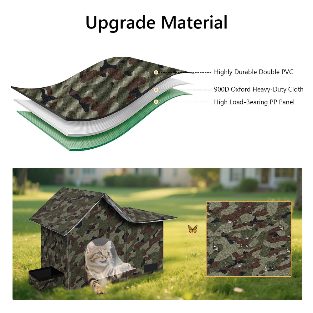 Anysiny cat shelter with removable mat and bowl for easy daily use