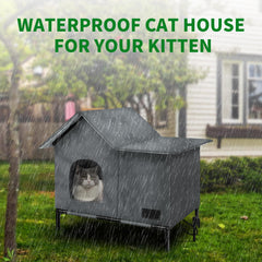 Anysiny heated cat house elevated base keeps cats dry on rainy days