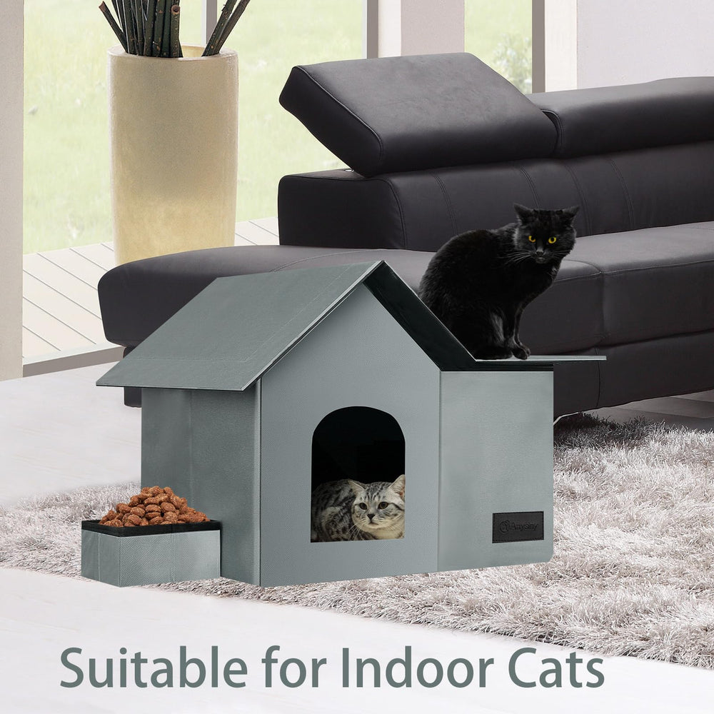 Anysiny cat house gray large collapsible design for storage and transport