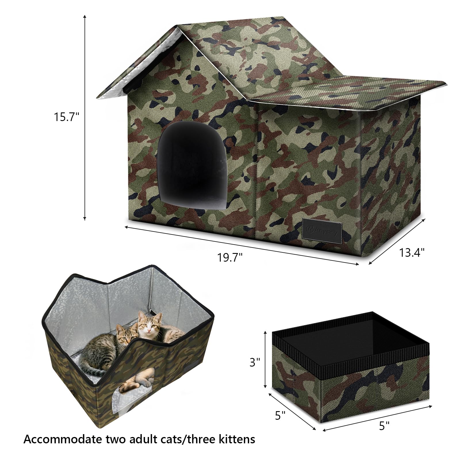 Anysiny weatherproof cat house top roof demonstrates rain protection for outdoors