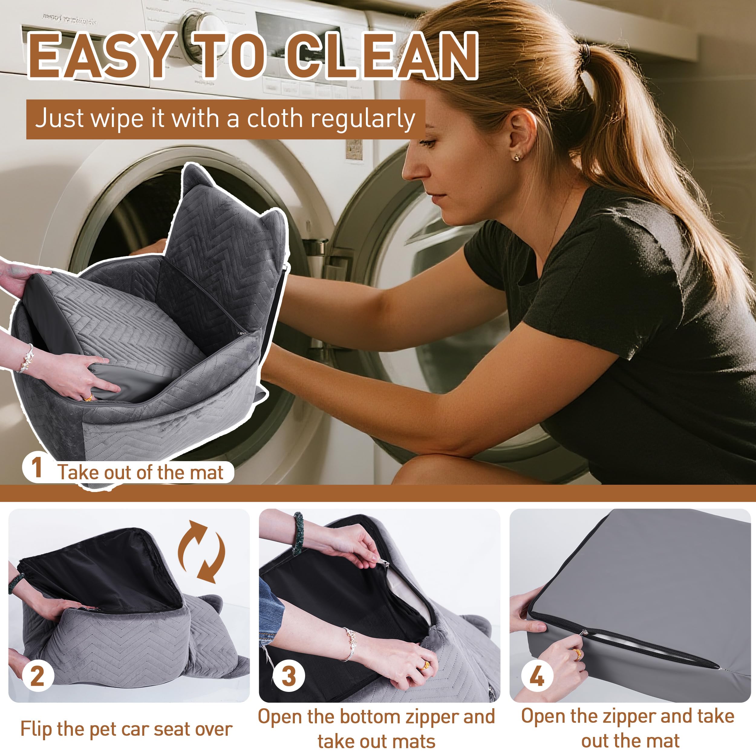 Anywish dog car seat removable cover for easy cleaning and warmth control.