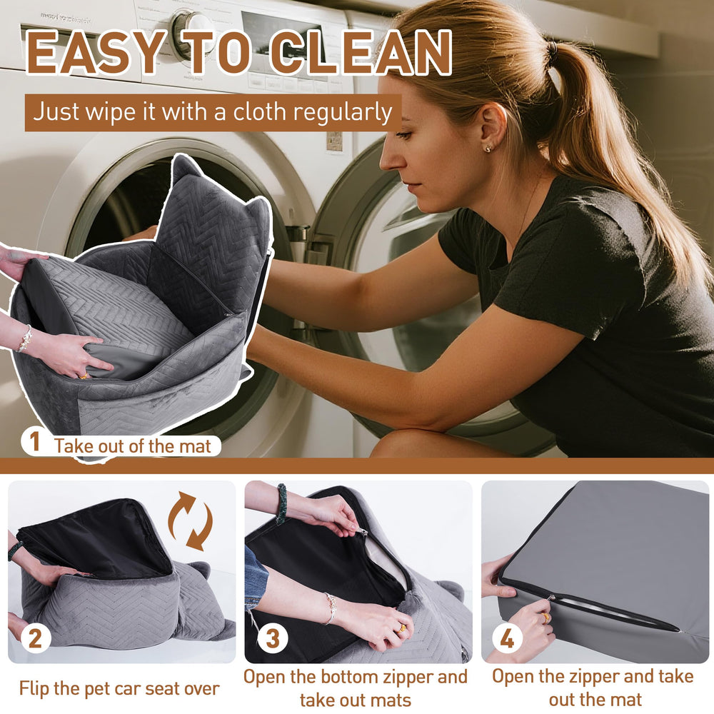 Anywish dog car seat removable cover for easy cleaning and warmth control.