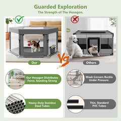Anywish dog play pen bottom zip enables quick, targeted cleaning after spills