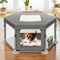 Anywish dog play pen top cover provides secure versatility for indoor and outdoor play