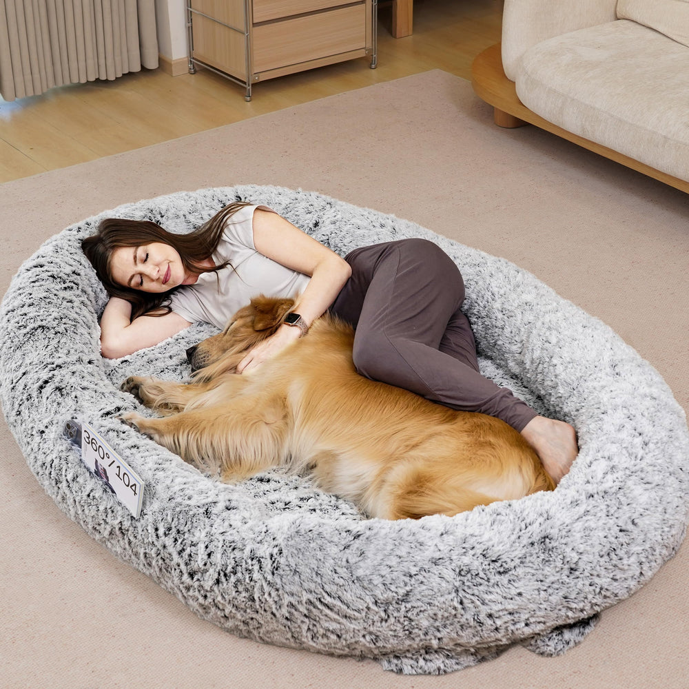 Anywish human dog bed exterior in grey shows oversized comfort