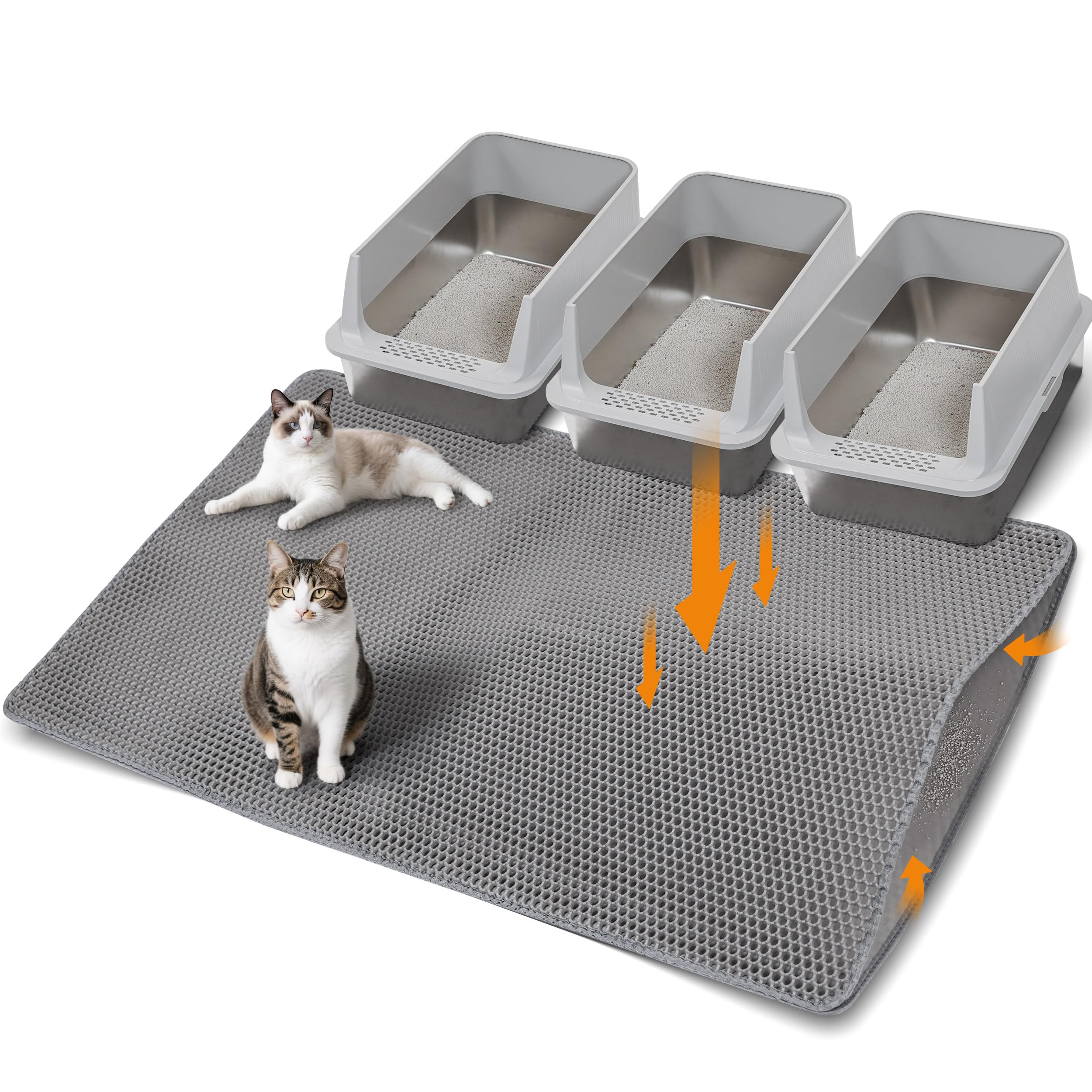 Anywish large cat litter mat top view trapping litter for cleaner floors