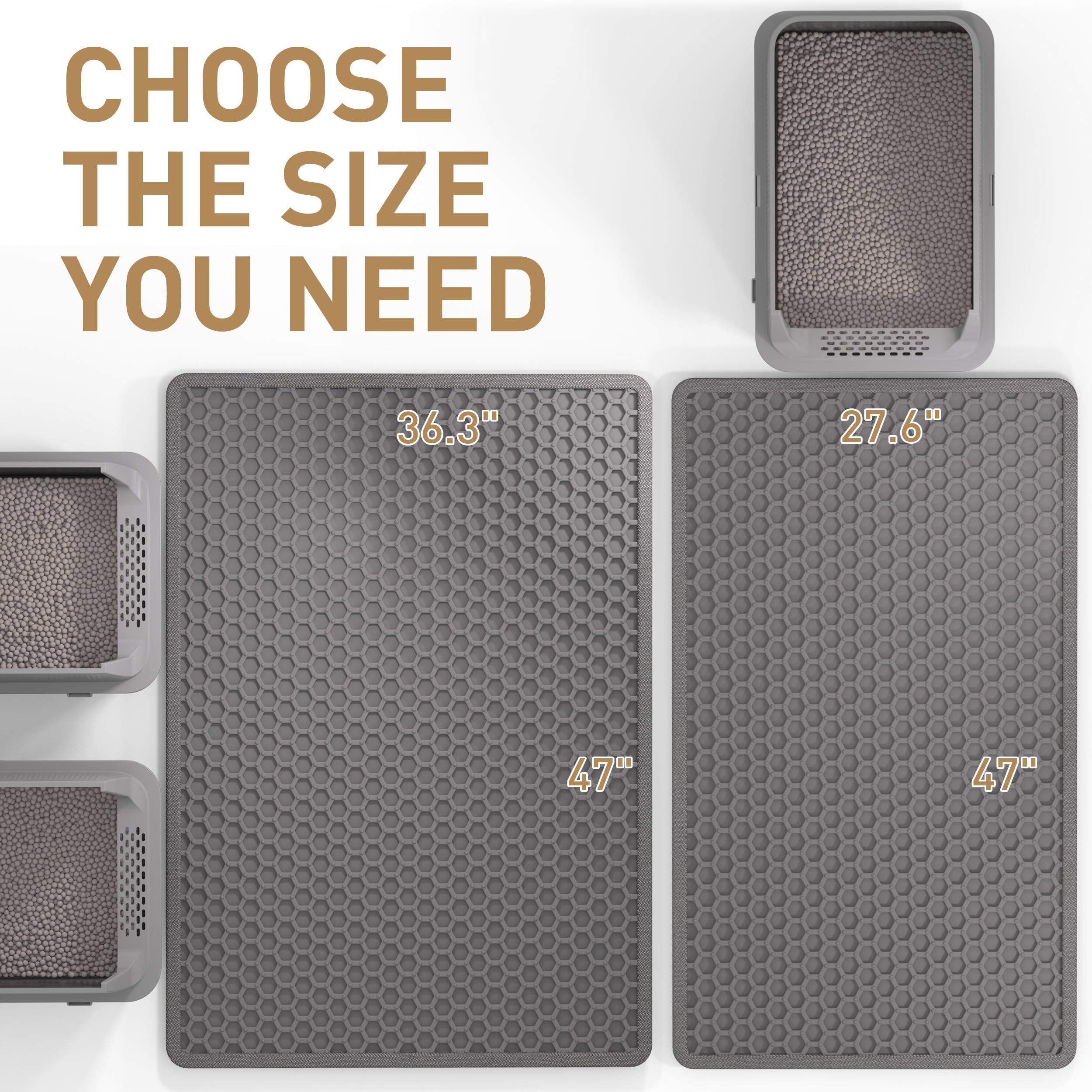 Anywish large cat litter mat easy-clean design enables quick maintenance.