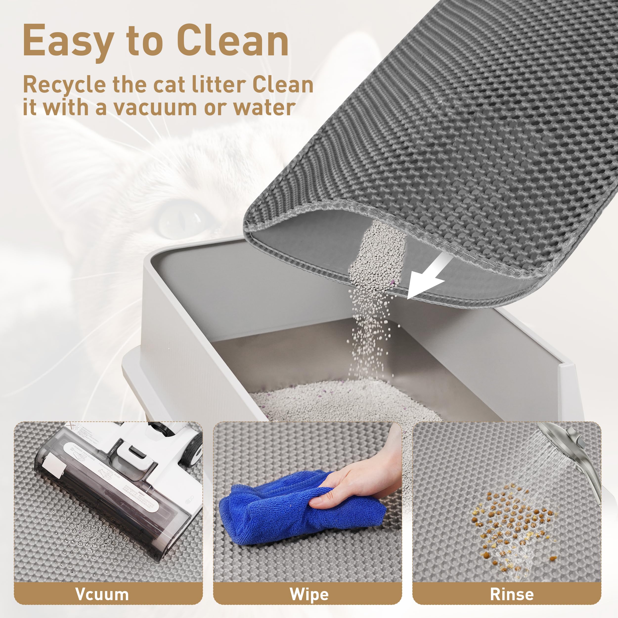 Anywish large cat litter mat side-opening allows easy litter reclamation.