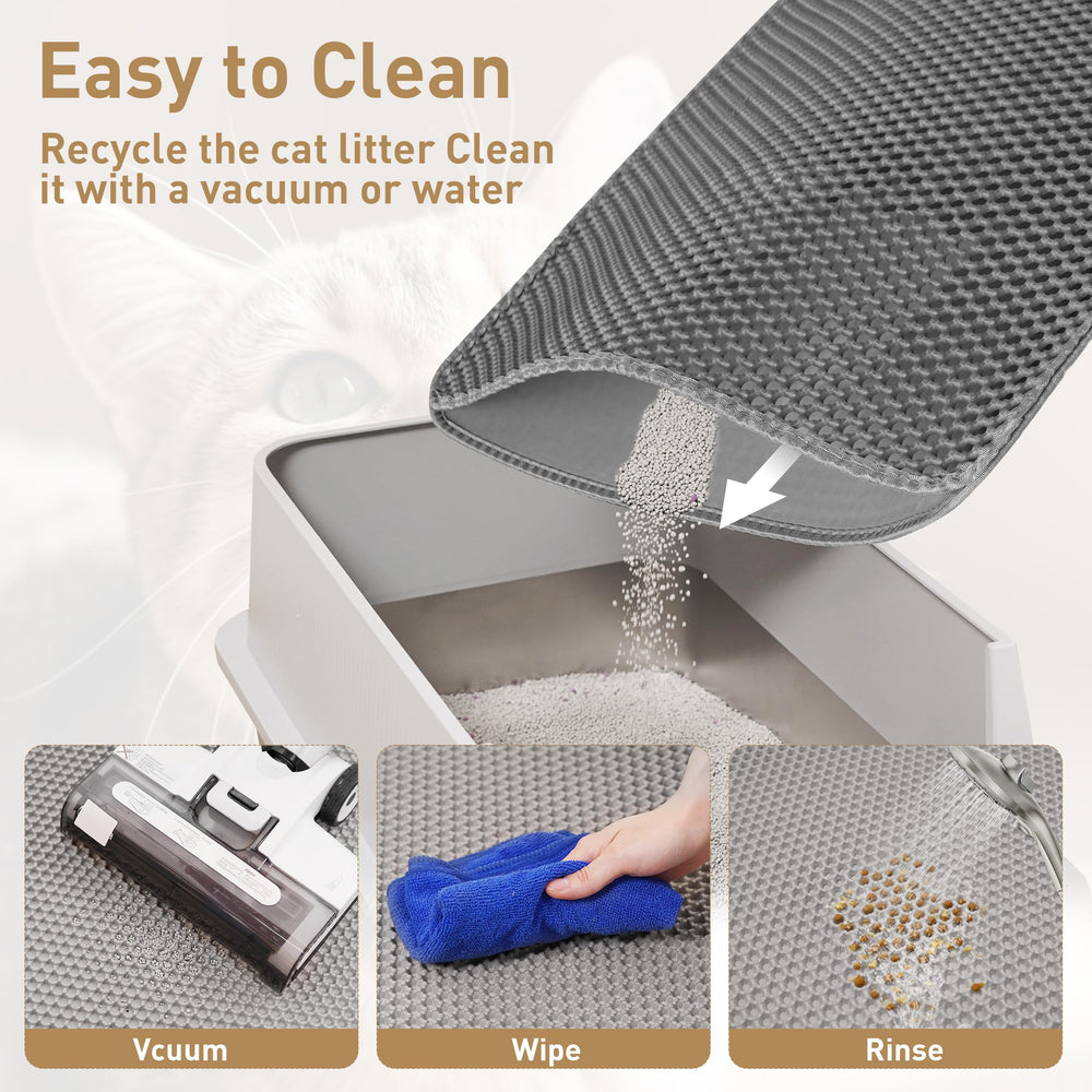 Anywish large cat litter mat side-opening allows easy litter reclamation.