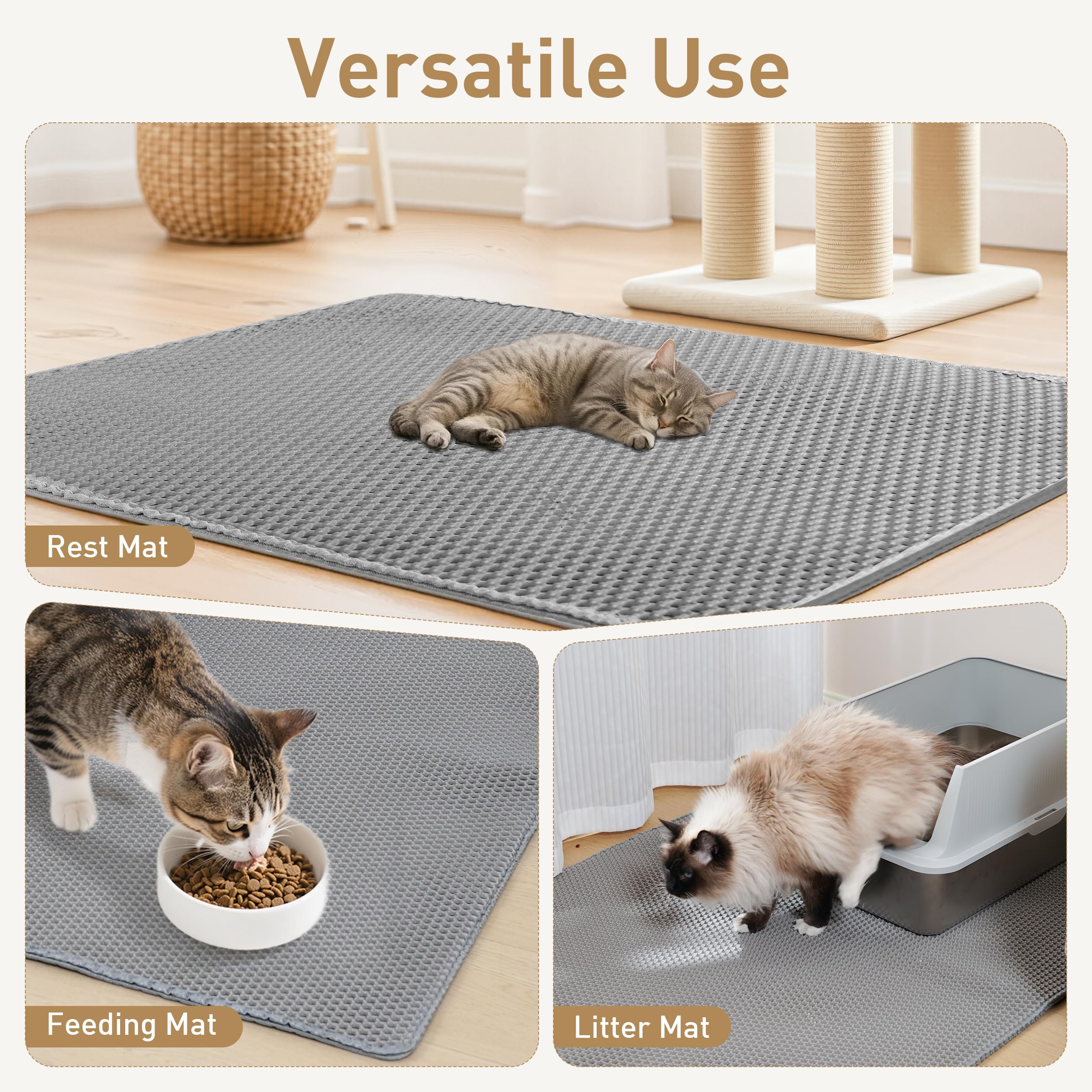Anywish large cat litter mat wide coverage suits large boxes and multiple cats.