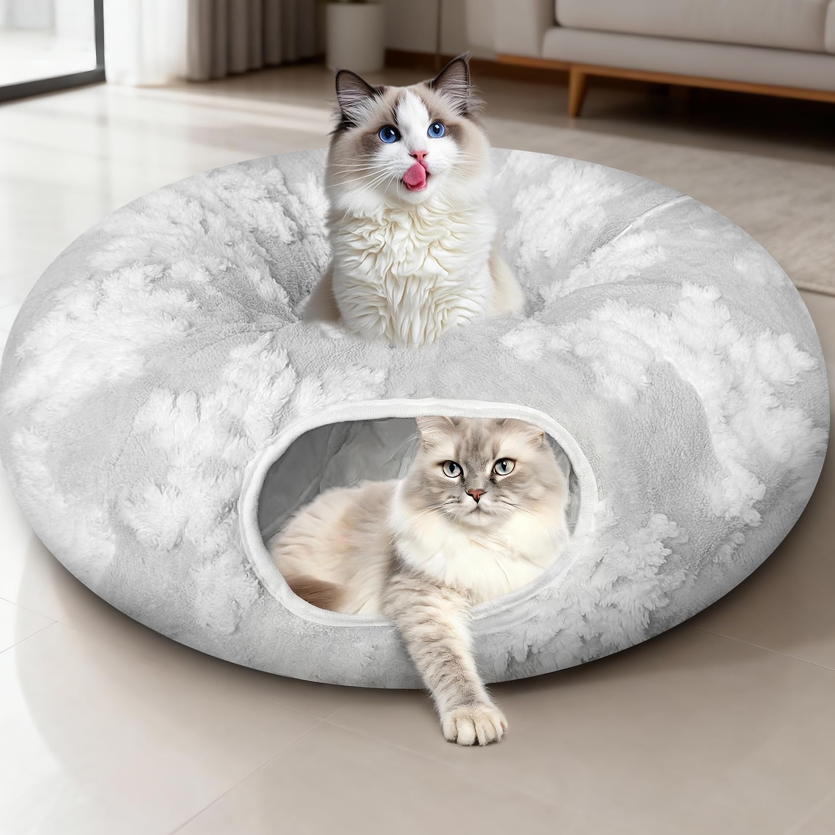 Anzfy cat tunnel bed durable plush fabric delivers long-lasting comfort