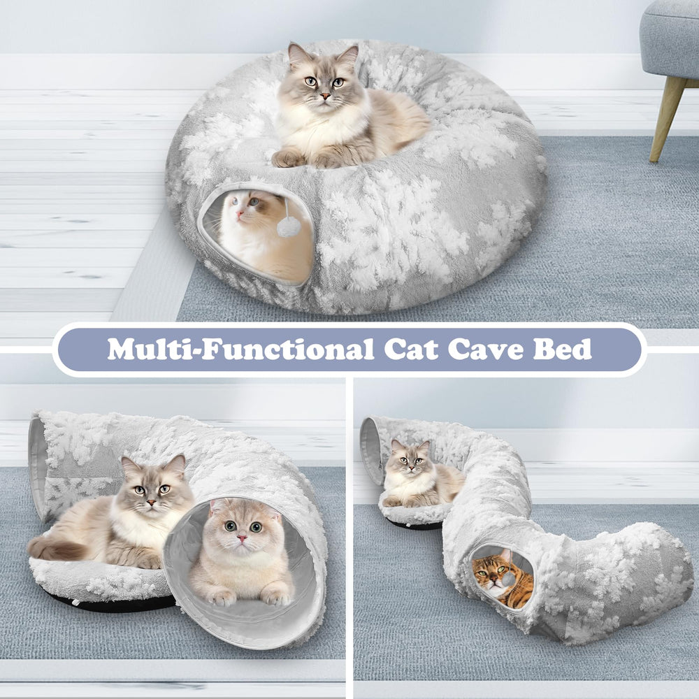 Anzfy cat tunnel bed inner-donut cushion for soft resting after play