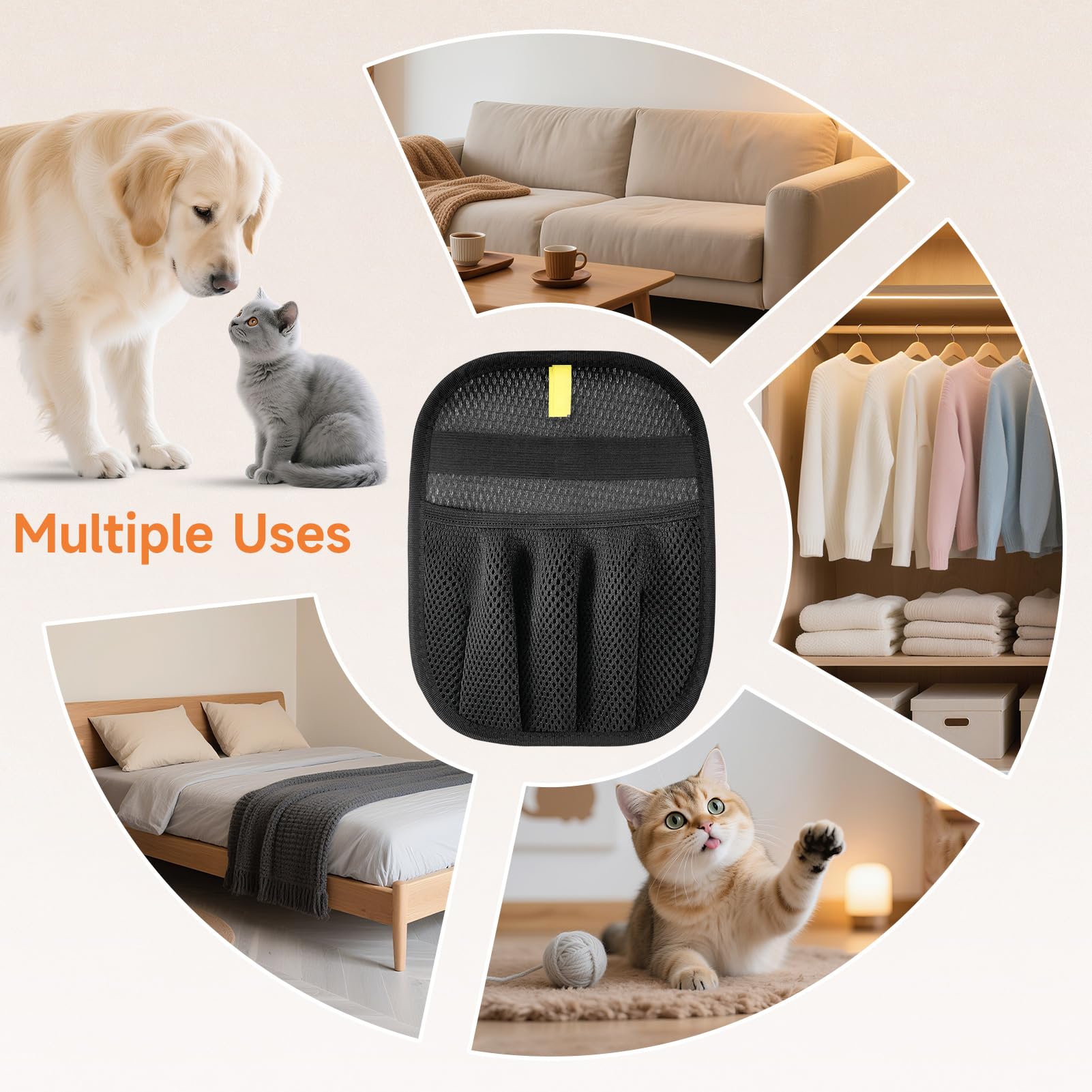 AOBIS multi-surface hair remover gloves tackle clothes, upholstery, and carpets.