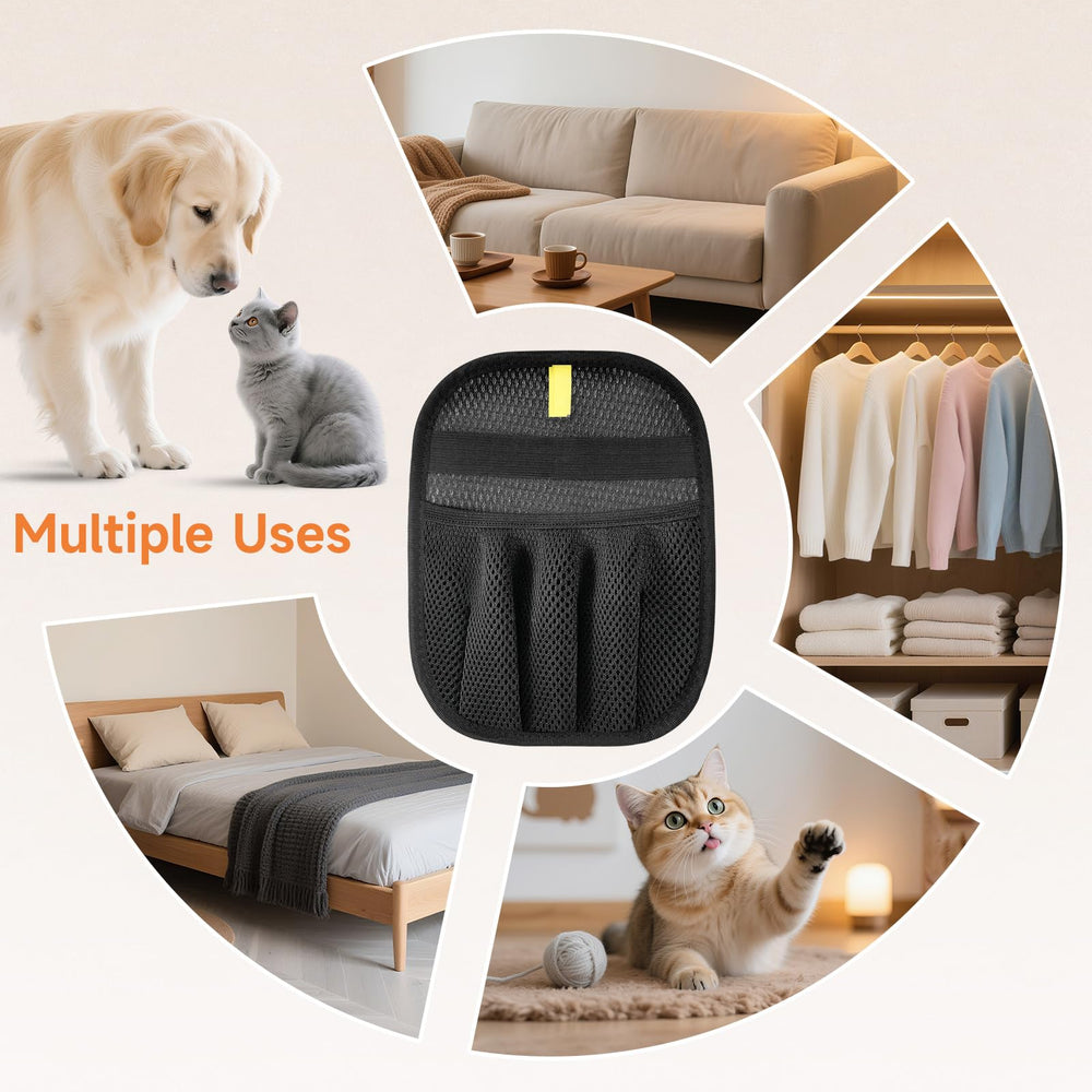 AOBIS multi-surface hair remover gloves tackle clothes, upholstery, and carpets.