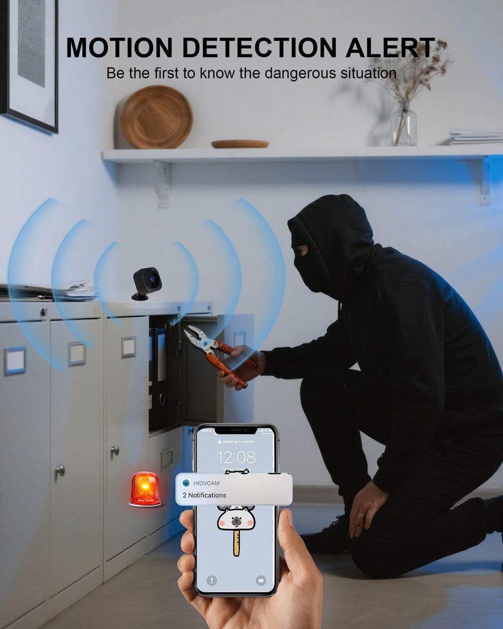 AOBOCAM motion detection alert demonstrates fast, accurate notifications for important moments.