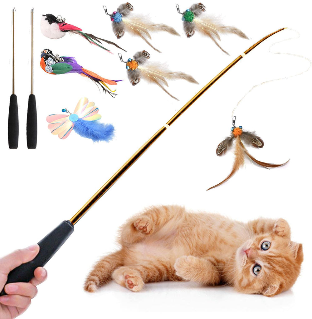 Aobvrey interactive cat wand set with long wands for engaging indoor play.