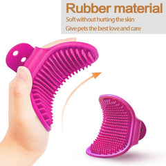 Aoche dog bath brush shows massage action that calms during baths