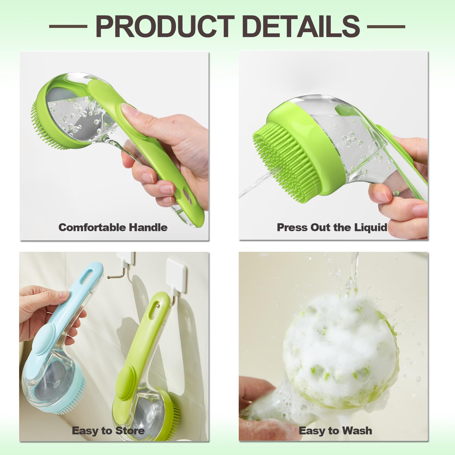 Aoche Pet Bath Brush demonstrating easy storage with hanging hole.