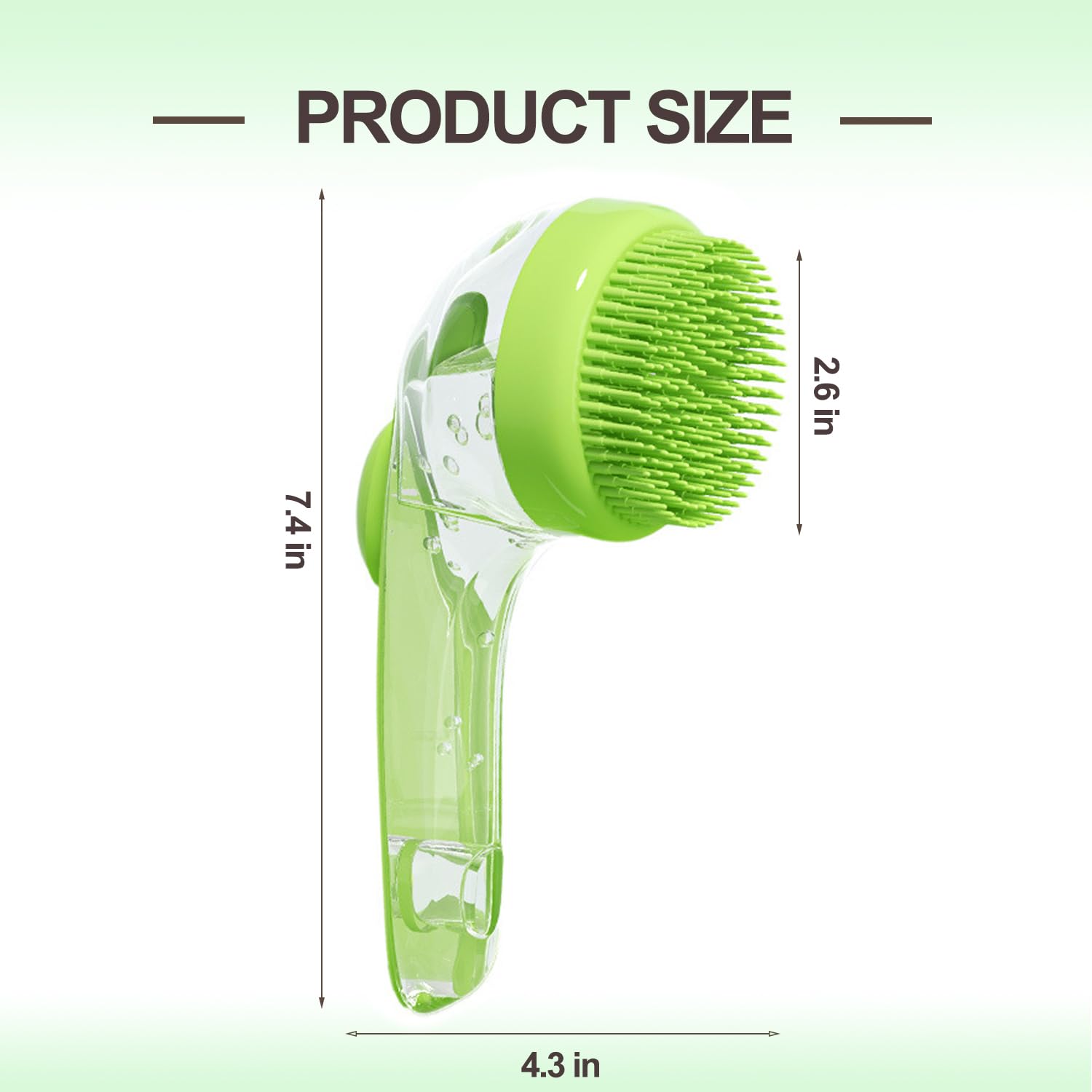 Aoche Pet Bath Brush showing foam-dispense feature for quick lathering.