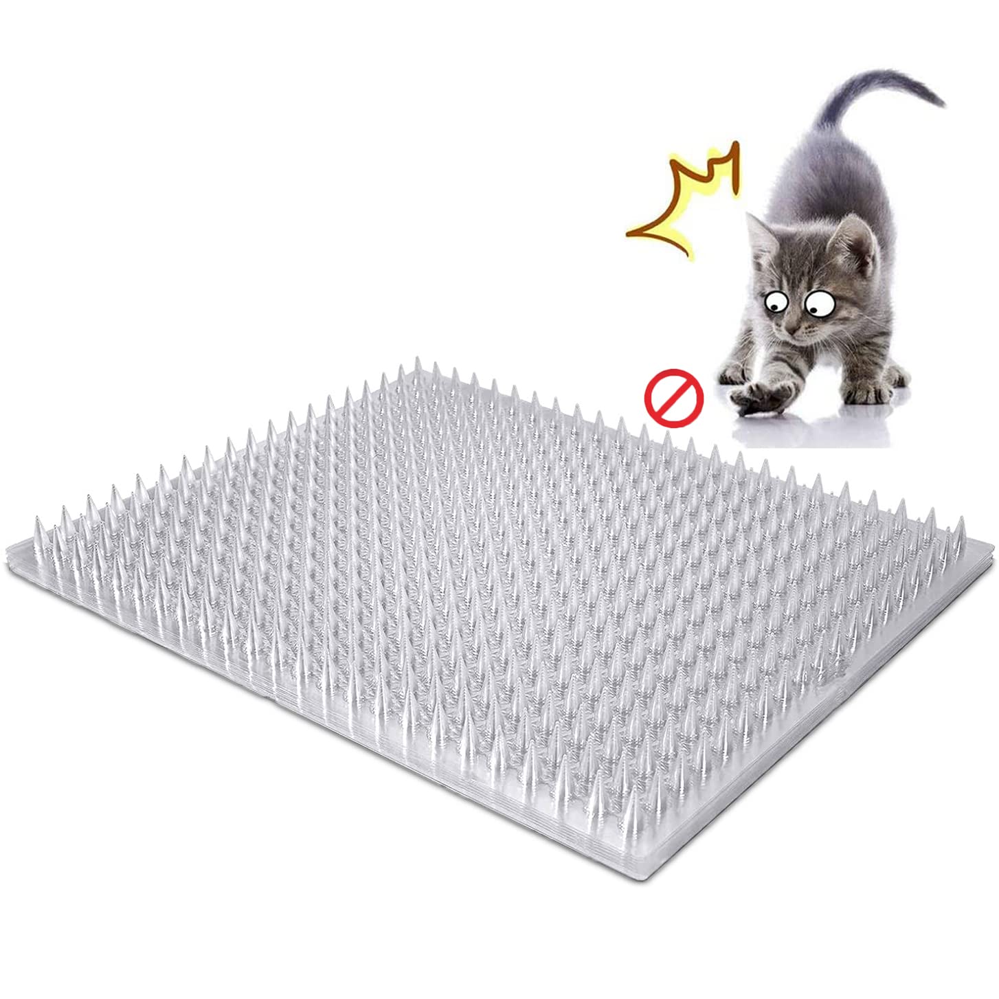 Aocoray cat deterrent scat mat outdoors protecting a garden bed from inquisitive cats.