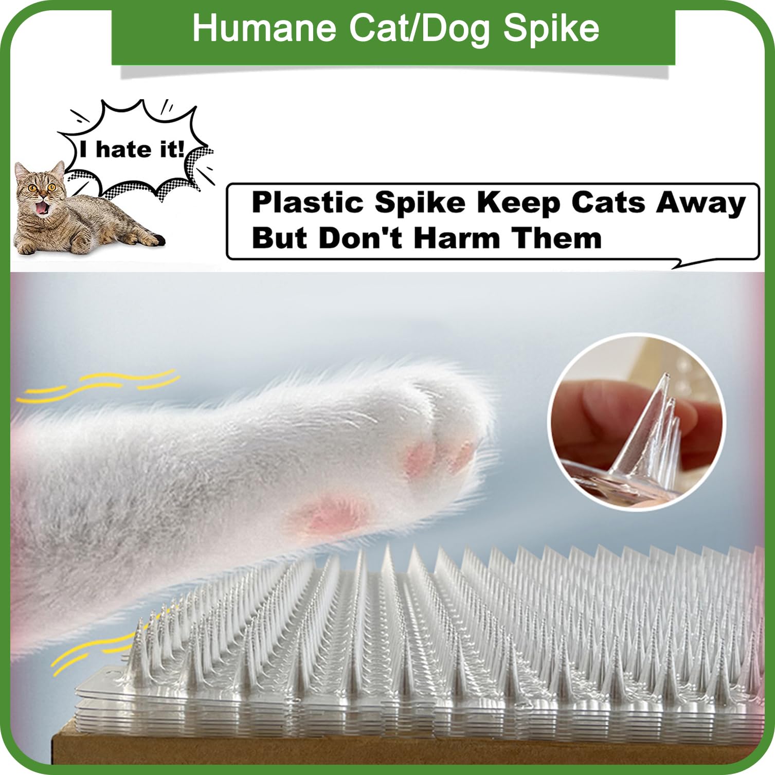 Aocoray scat mat 1inch spikes closeup shows humane deterrence without harming pets