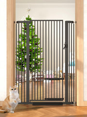 aodbicy 55-11-inch extra tall cat gate in doorway keeps pets safely contained.