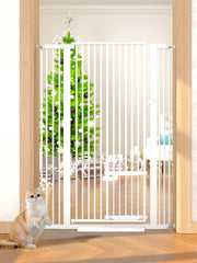 Aodbicy extra-tall cat gate provides a secure living room barrier for curious cats.