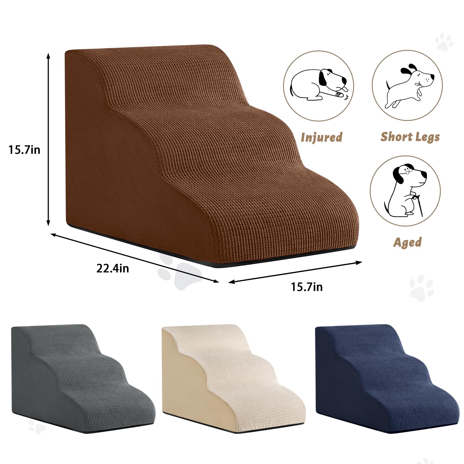 Aodisman 3-Step Dog Ramp foam-inside close-up hints at supportive structure for comfort