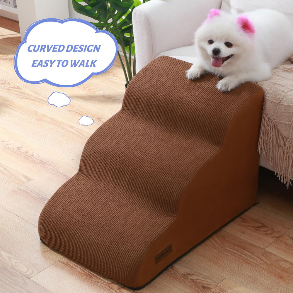 Aodisman 3-Step Dog Ramp on sofa demonstrates safe non-slip access for pets