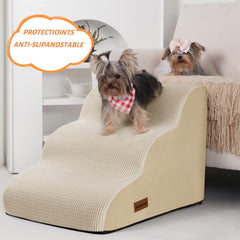 Aodisman beige 3-step ramp close-up shows non-slip bottom for secure footing.