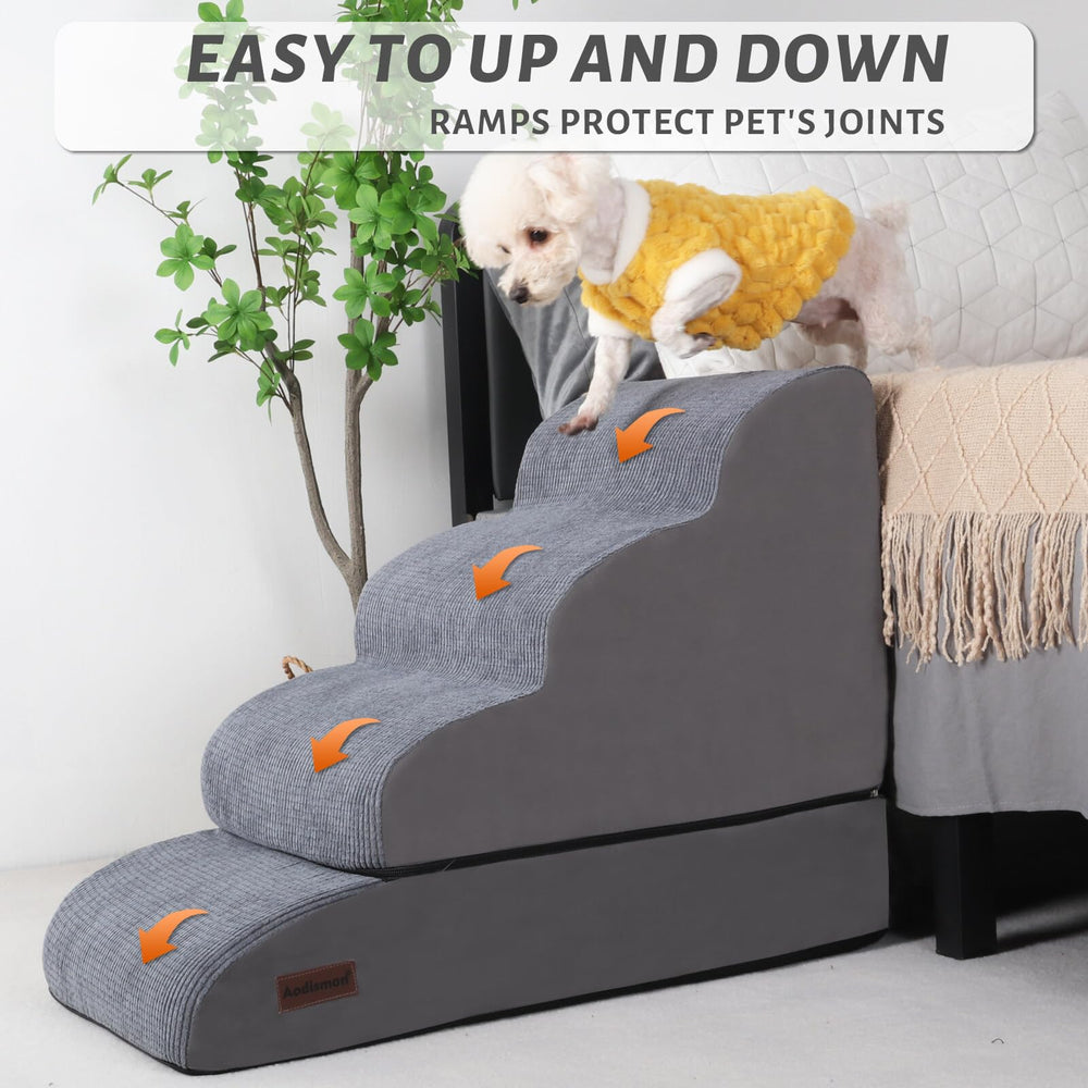 Aodisman curved ramp design helps minimize impact on pets' joints during transitions.